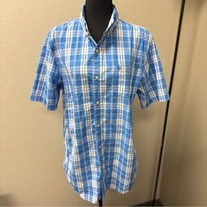 Chaps Men's Blue Plaid Button Down Shirt. Size Large
